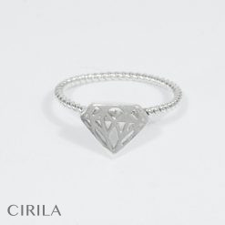 Nhẫn bạc nữ diamond 1 kiểu dáng viên kim cương cách điệu