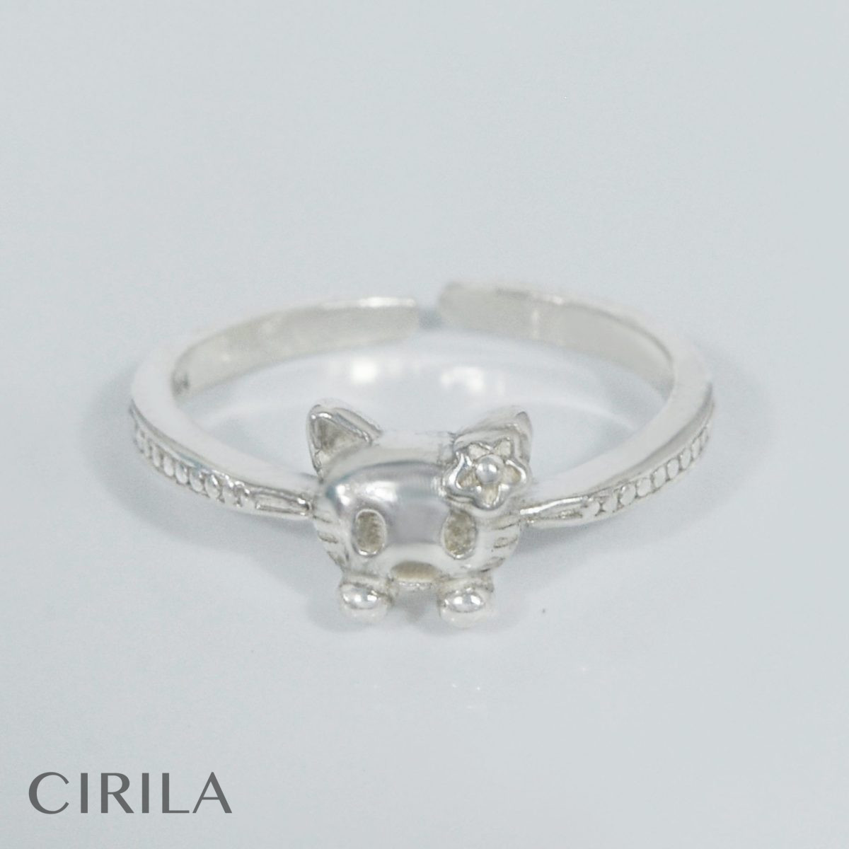 Nhẫn bạc nữ Xưởng Bạc thiết kế đeo tay, nhẫn bạc 925 hình con mèo Lazy Cat  Ring - Xưởng Bạc