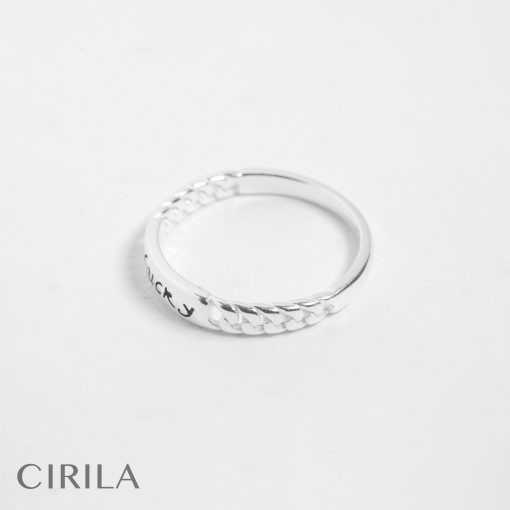 Nhẫn bạc nữ lucky 2 kiểu khắc chữ đơn giản