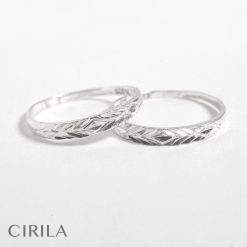 Nhẫn bạc đôi flamboyant 2 kiểu nhẫn chạm khắc nổi hình thoi